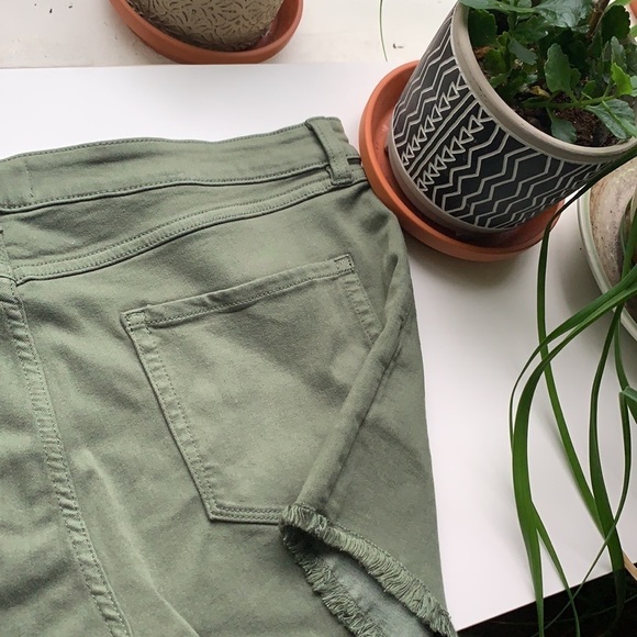 BRODY Jeans High Rise Shorts Fringed Hem Green color Size 34 W x 3 L - Picture 4 of 4